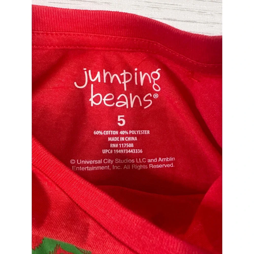 Jumping Beans Size 5 Jurrasic World T-Rex Holiday Graphic Long Sleeve Tee Red